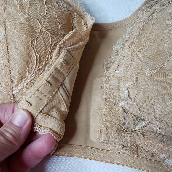 Womens LB Tan Lace Front Closure Padded Bra NWT 34DD - Picture 7 of 8